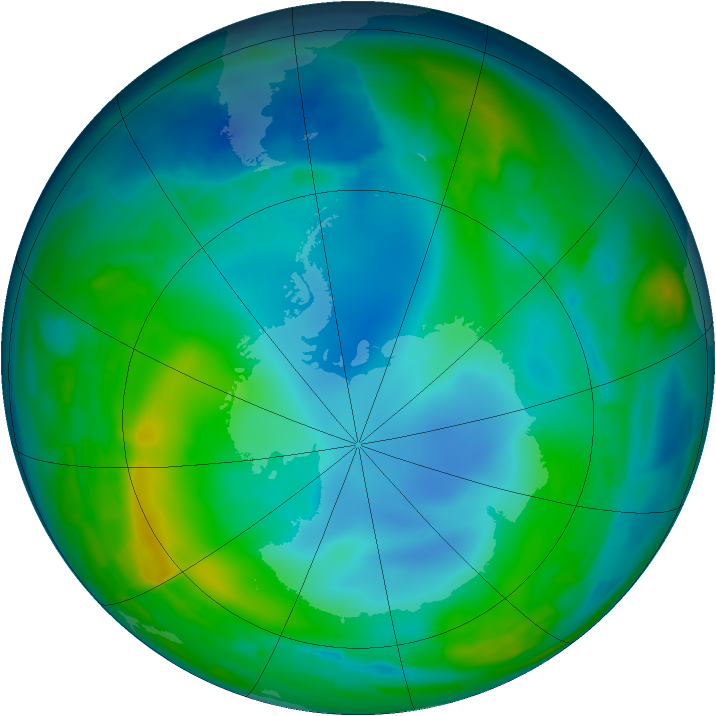Antarctic ozone map for 29 May 2009